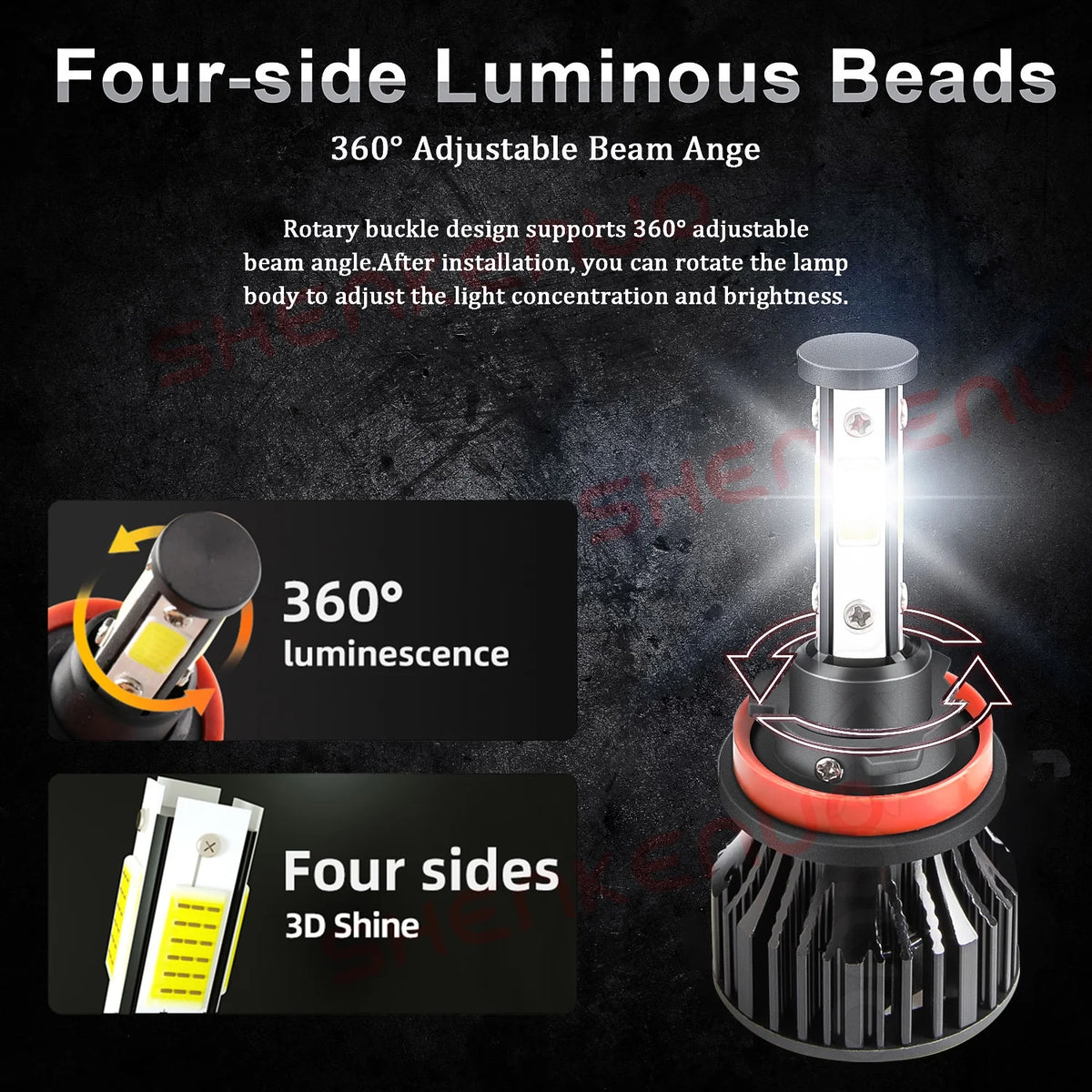 H9 H11 High&Low Beam LED Headlights Fog Lights 6pcs T9863
