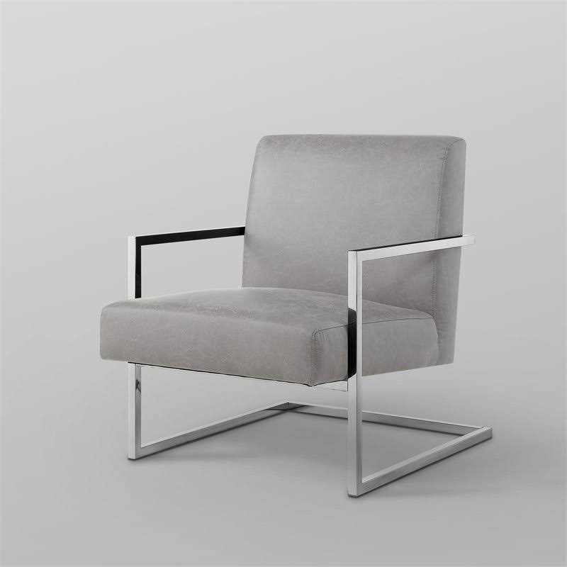 PU Leather Accent Chair Light Grey/Chrome E4997