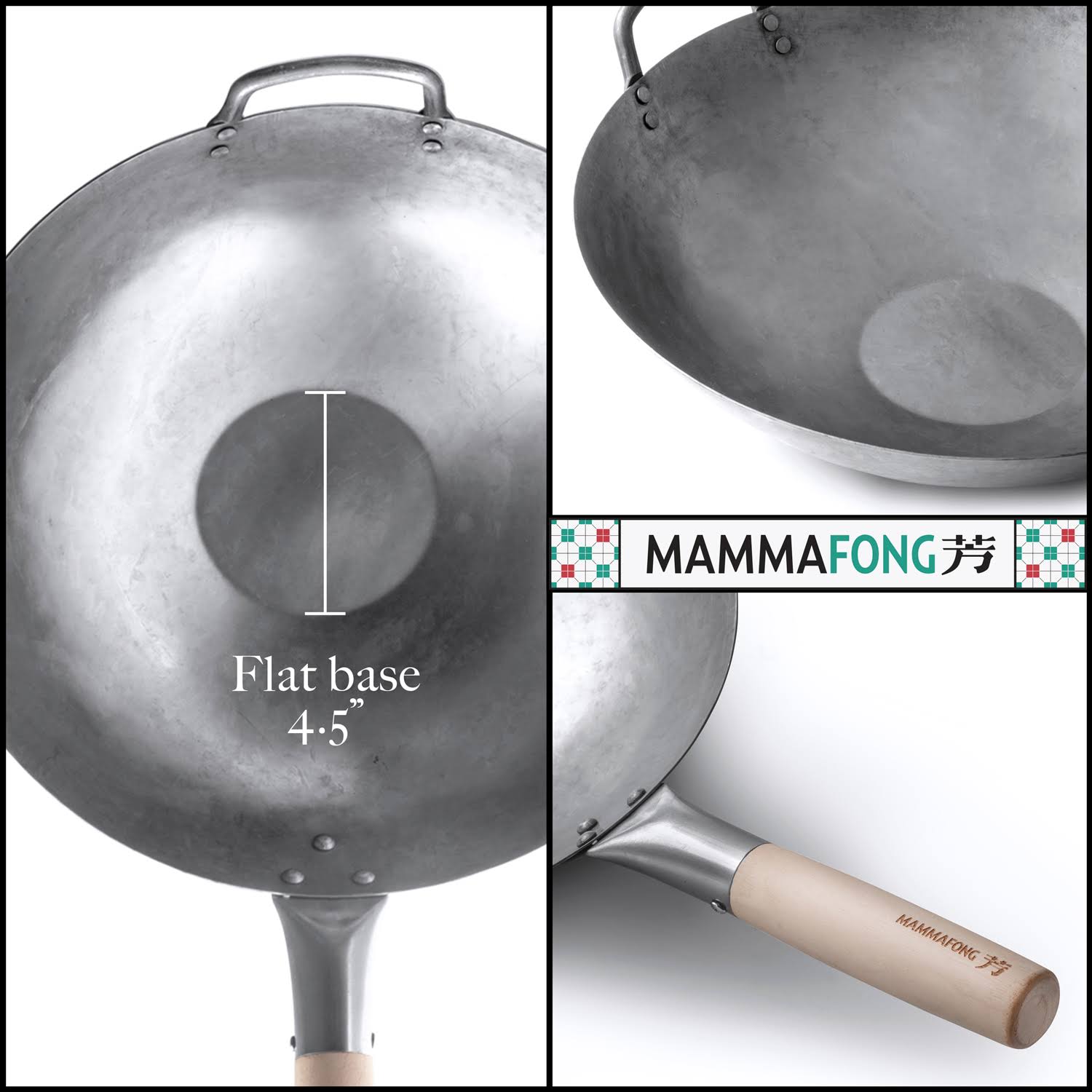14 inch Carbon Steel Hand Hammered Wok X19533