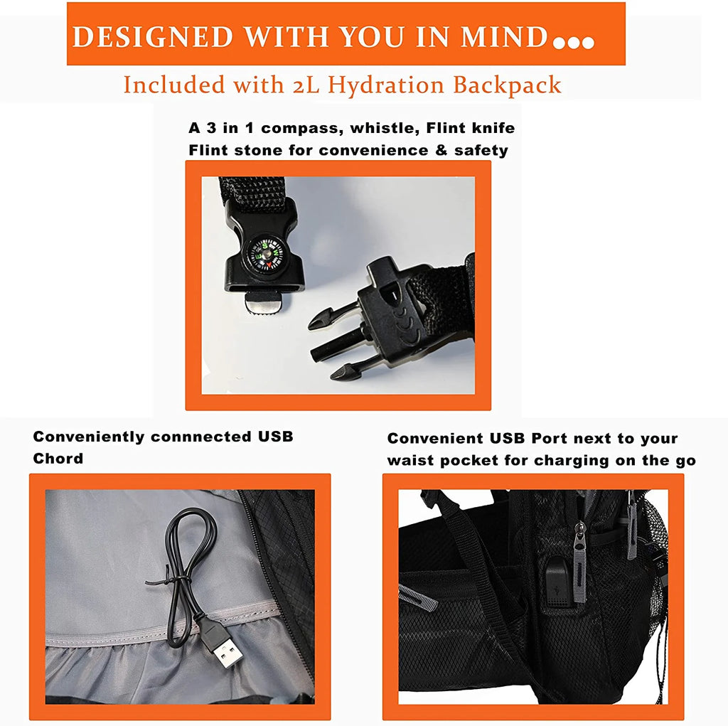 Insulated Hydration Backpack with 2L BPA Free Water Bladder U78303