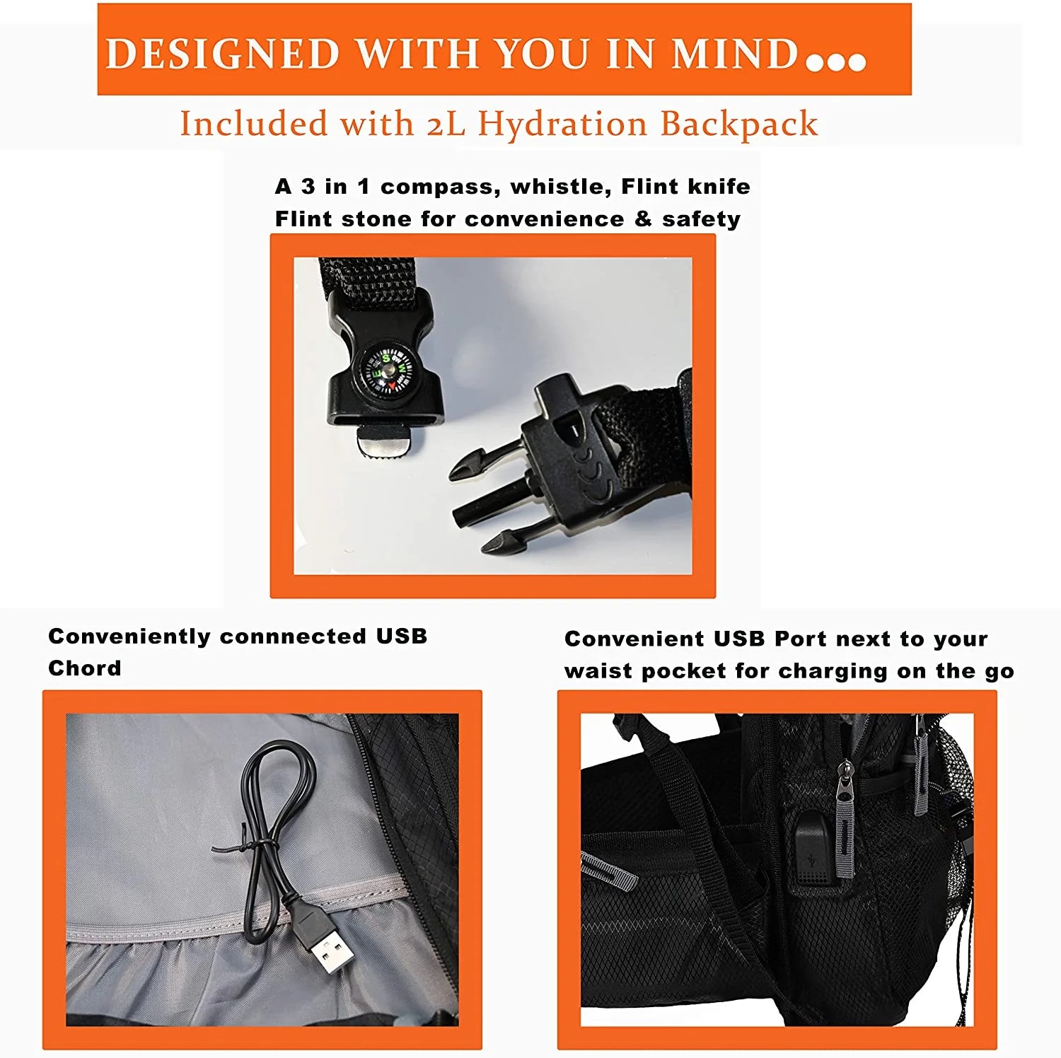Insulated Hydration Backpack with 2L BPA Free Water Bladder U78303