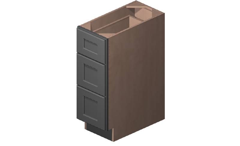 Grey 3 Drawers Base Cabinet High-Density Fiberboard E910