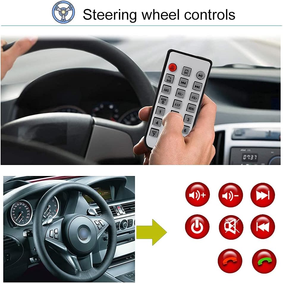 Single Din Car Stereo with Bluetooth, 7 Retractable Touch Screen Car Radio Receiver with Backup Camera P295