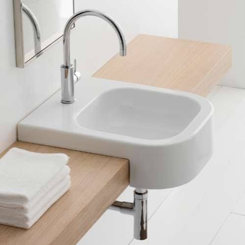 White Ceramic Recessed Bathroom Sink T4022