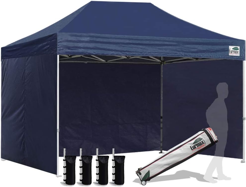 10'x10' Pop-up Canopy Tent with 4 Removable Side Walls and Roller Bag F578160