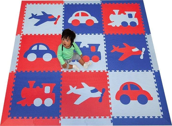 Kids Foam Play Mat (6.5 x 6.5 Feet) Red, Blue, Light Blue A6439