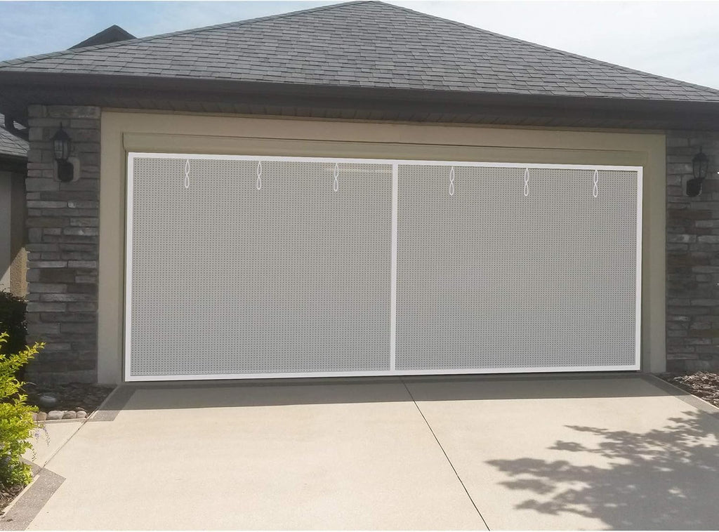 16x7Ft White Magnetic Closure Fiberglass Mesh Screen Door D2385