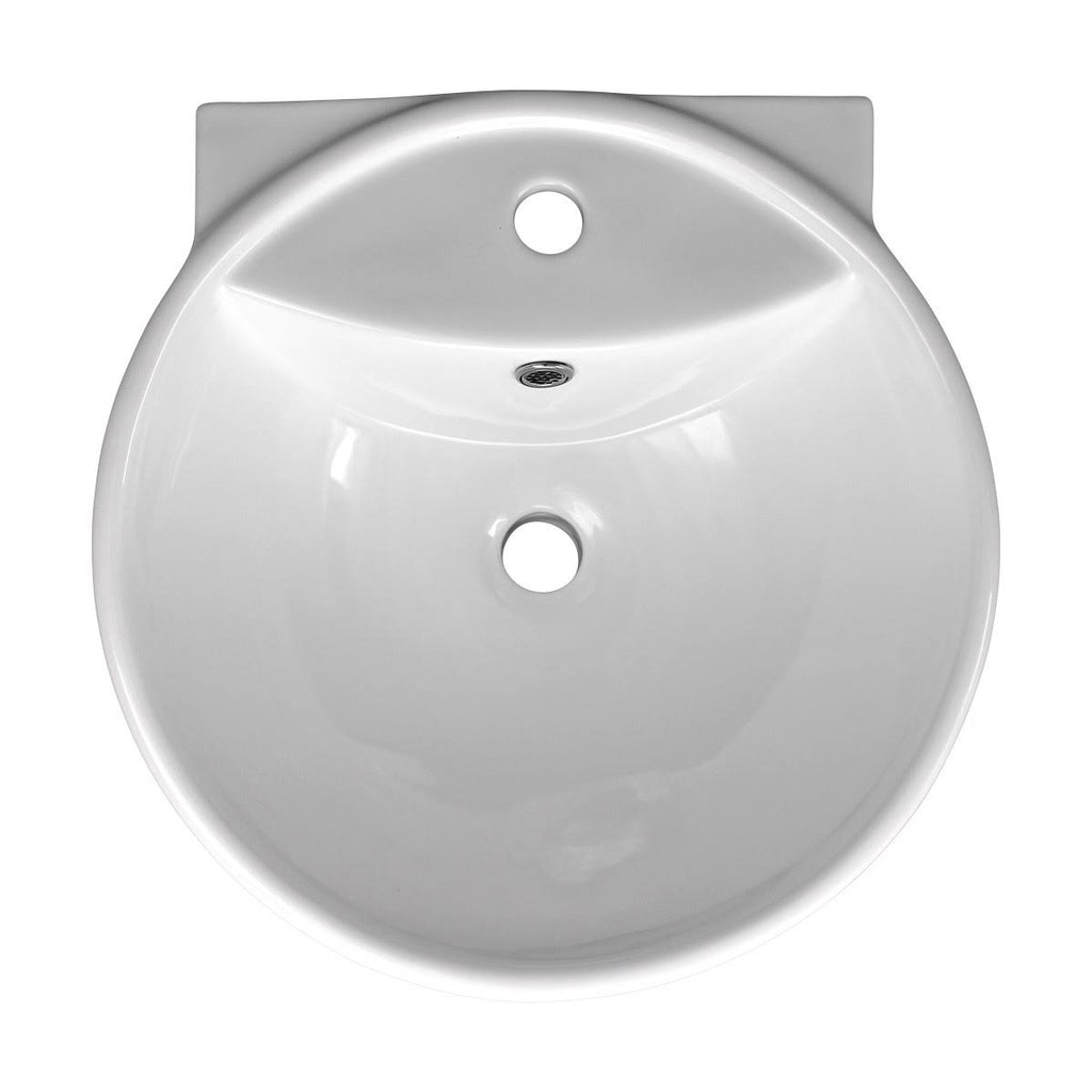17x22 Round White Bathroom Sink with Overflow T109406