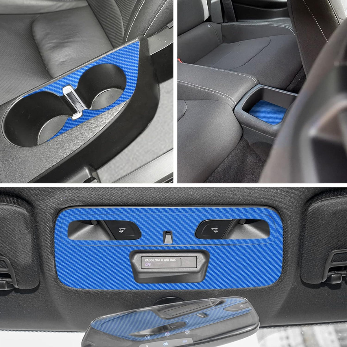 Carbon Fiber Texture Vinyl Wrap Center Console Dashboard Cover for Chevrolet Camaro 28PCS Blue O995138