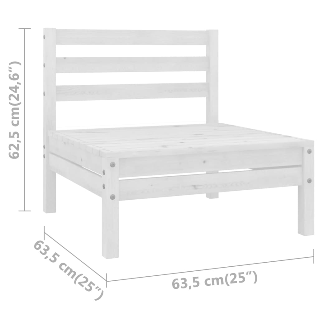 White Solid Wood Pine Patio Sofas 2 pcs O8201