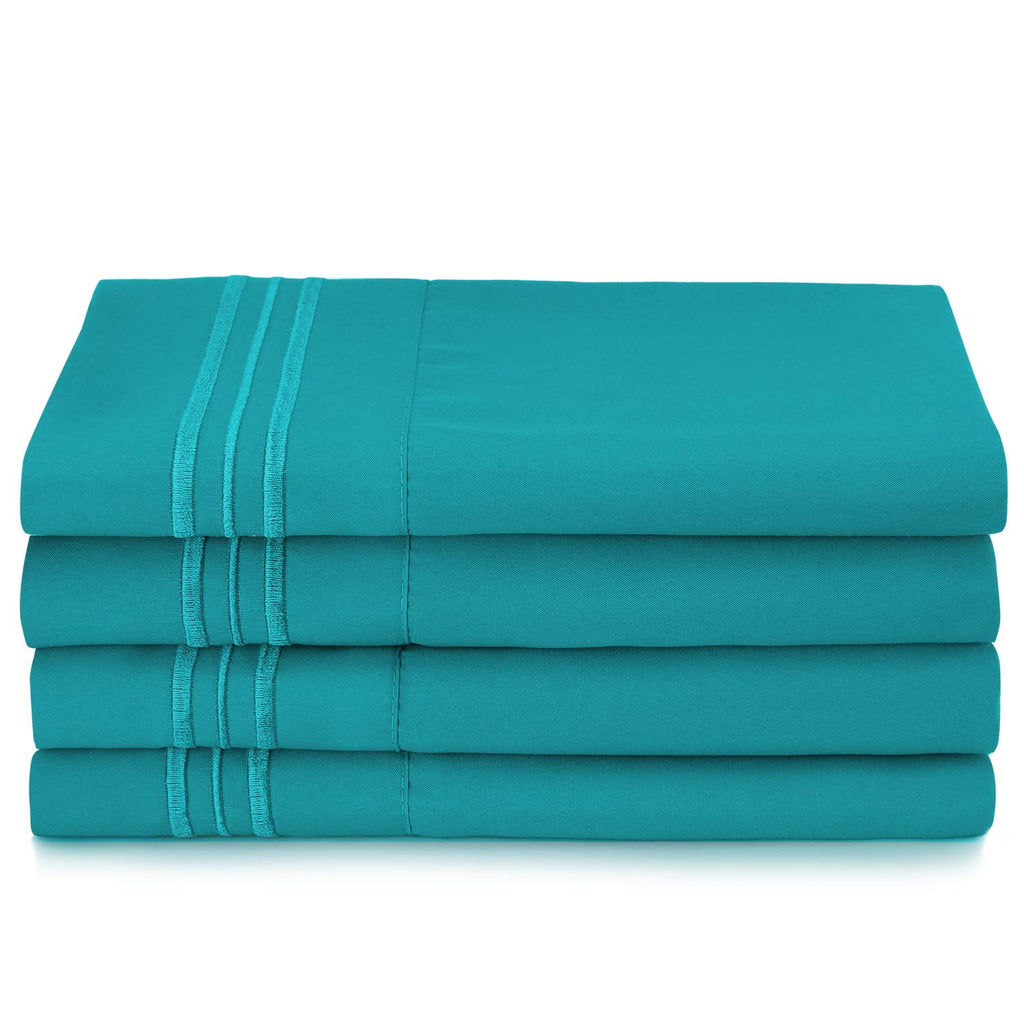 6 Piece California King Teal Microfiber Bed Sheet Set L237762