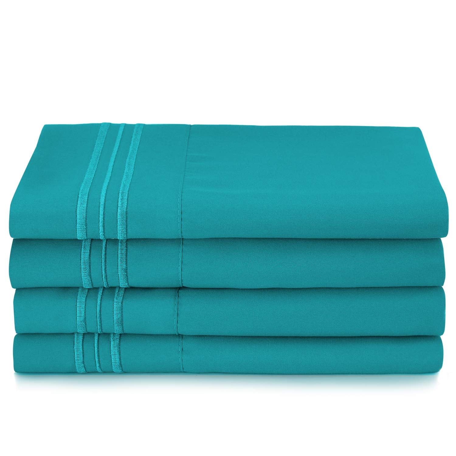 6 Piece California King Teal Microfiber Bed Sheet Set L237762