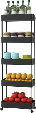 White 5 Tier Slim Rolling Utility Cart T980