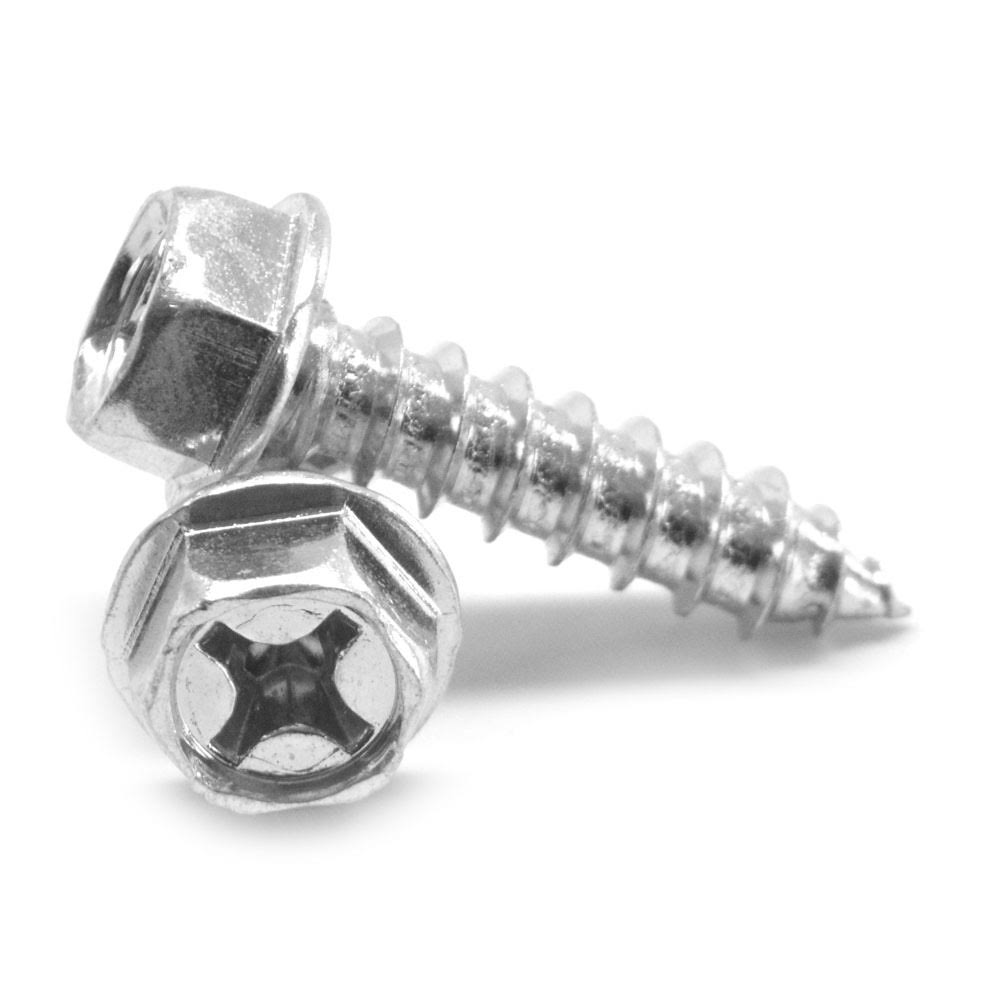 10-12 x 2 1/2 Phillips Hex Washer Head Type A Low Carbon Steel Zinc Plated Sheet Metal Screw Pk 900 Z38448