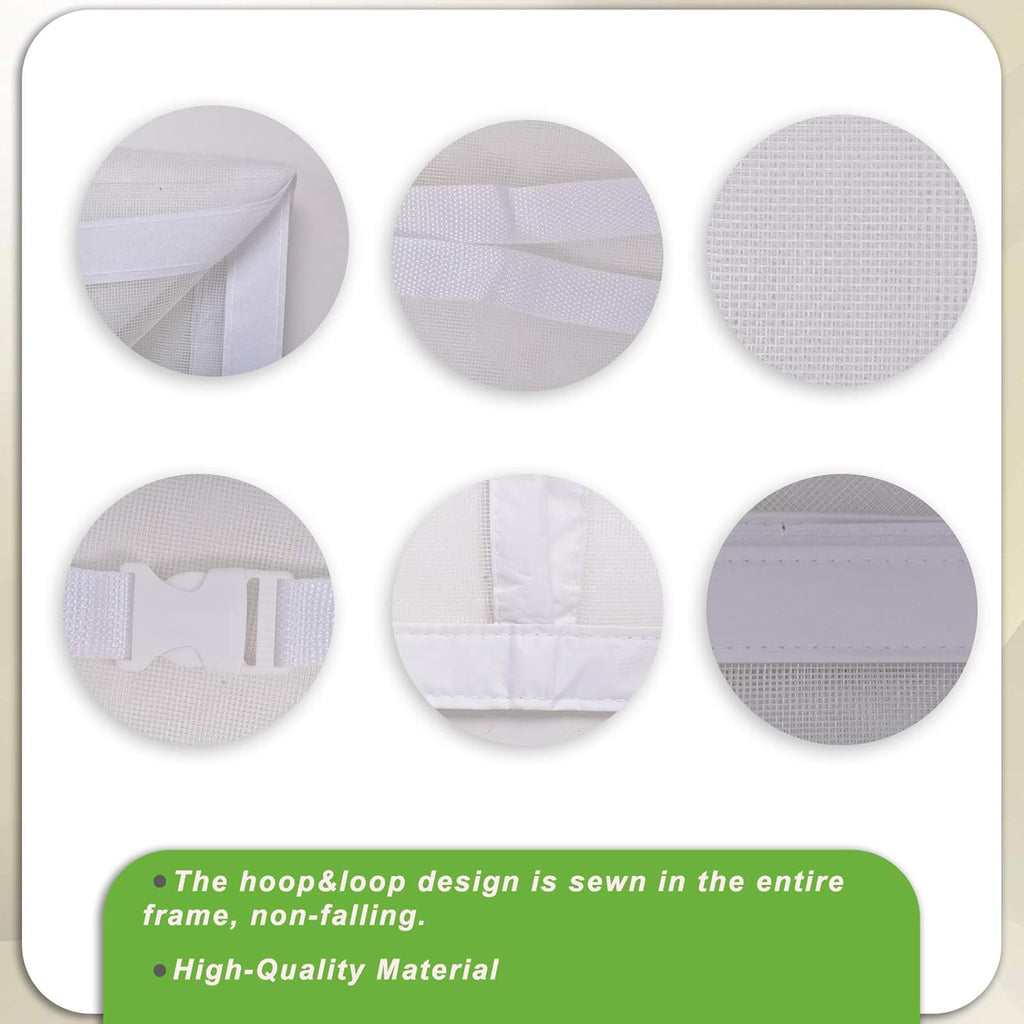 16x7Ft White Magnetic Closure Fiberglass Mesh Screen Door D2385