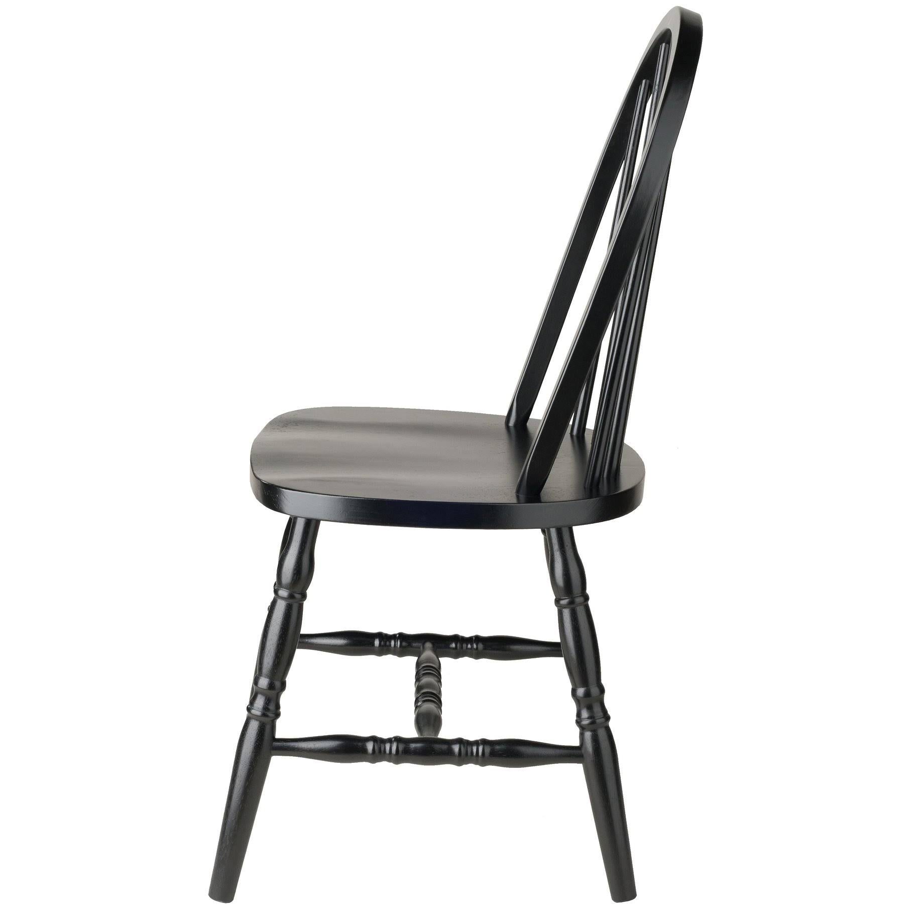 Set of 2 Windsor Chairs Black E34324