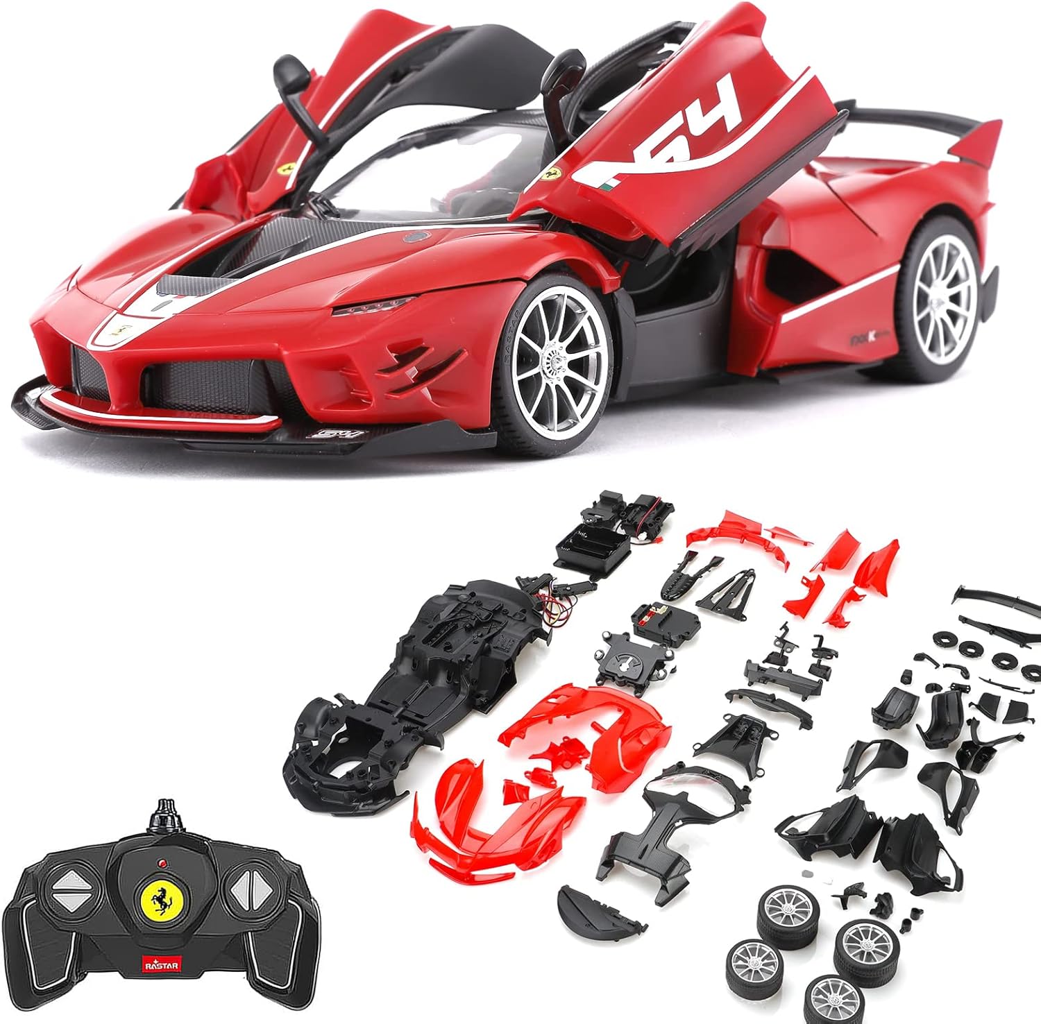 92PCs 1:18 RC Ferrari FXXK EVO Model Car Kit, Red P58119