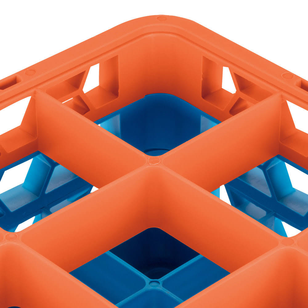 16 Compartment Orange Glass Rack with 4 Extenders P2363