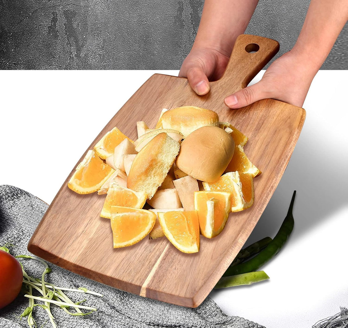 Acacia Wood Cutting Board with Handle K1275