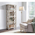 White Four Shelf Tall Wood Bookcase Q5561