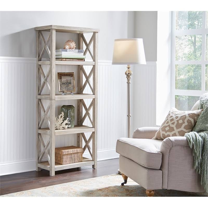 White Four Shelf Tall Wood Bookcase Q5561