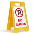 No Parking Two-Sided Folding Floor Sign with Symbol, Polypropylene Plastic, Multicolor, Pack of 2 Z5315