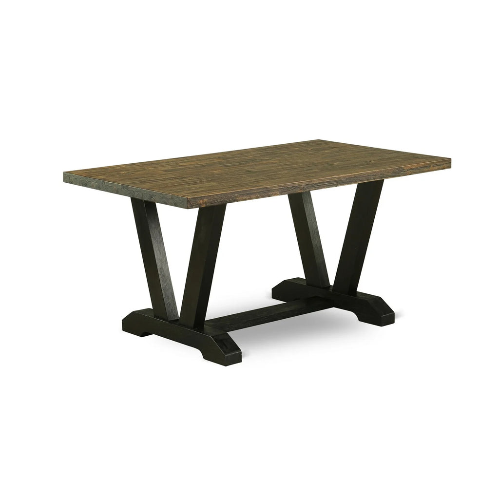 6-piece Wood Dining Set with Cushion Chairs in Gray N70335