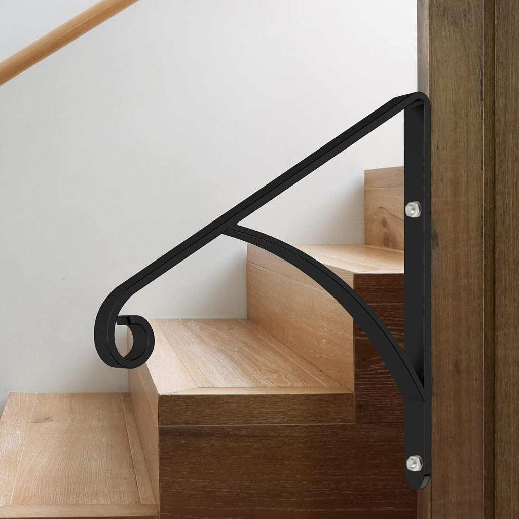 Black Metal Handrail for Outdoor Steps Stair Railing Kit Q54629