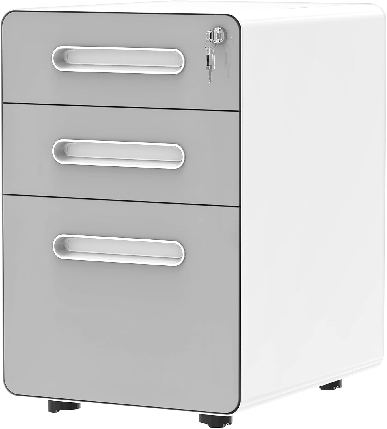 White 3-Drawer Metal Rolling File Cabinet with Lock X475120