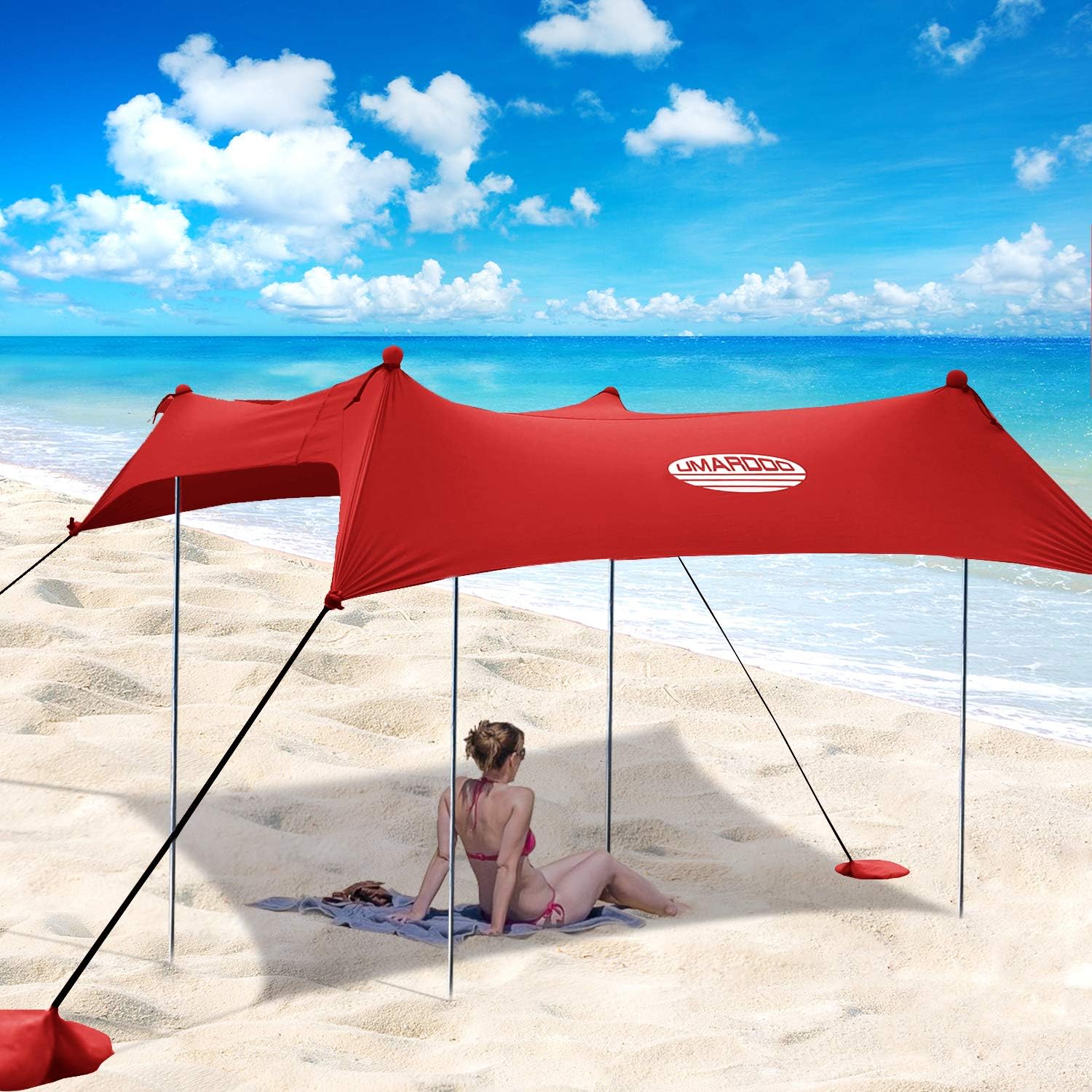 Pop Up Beach Sunshade Tent with Carrying Bag (Blue, 10X9 FT) R385826