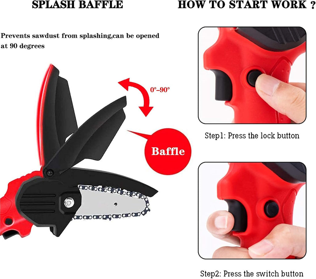 4 Inch Cordless Electric Chainsaw with 3 Lithium Batteries U475682