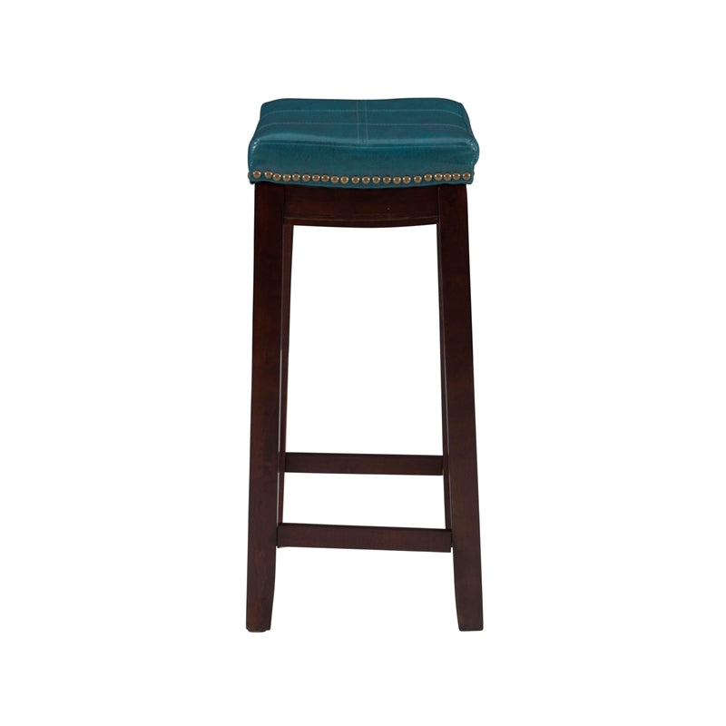 Blue Wood Faux Leather Counter Stool O944