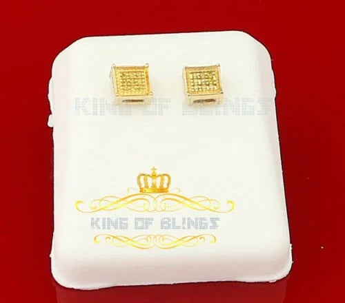 0.05ct Diamond Yellow 925 Sterling Silver Square Stud Earrings E3693