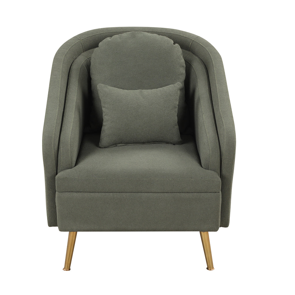 Seaweed Green Upholstered Accent Chair with Metal Legs Q345