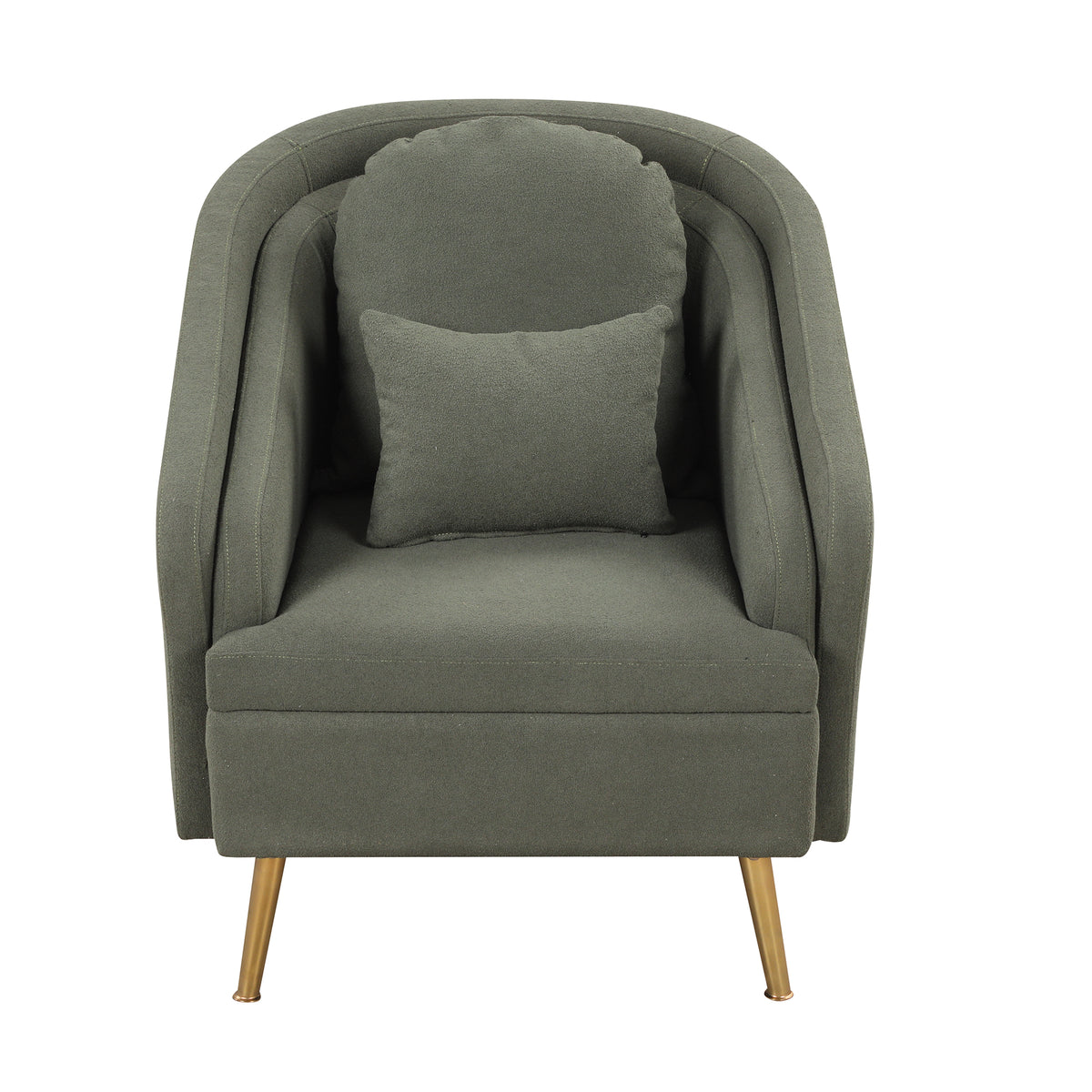 Seaweed Green Upholstered Accent Chair with Metal Legs Q345