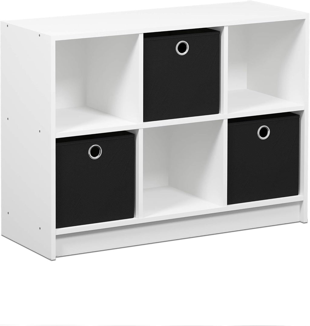 3x2 Bookcase Storage with Bins, Light Cherry/Ivory D358