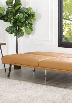 Leather Foldable Futon Sofa Bed Camel S19773