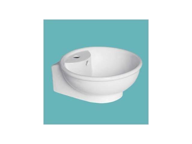 17x22 Round White Bathroom Sink with Overflow T109406
