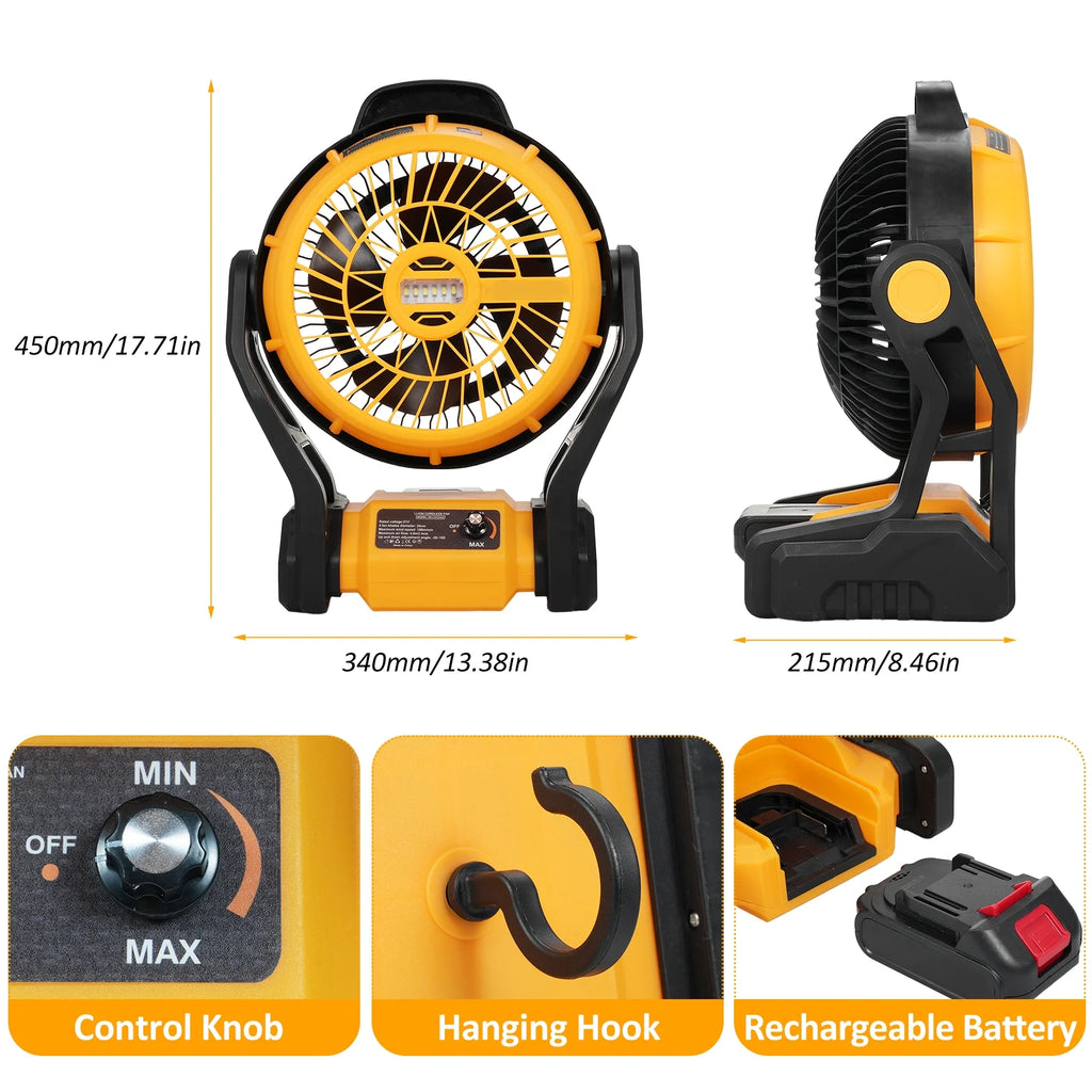Rechargeable 8 Inch Camping Fan with LED Lantern W28562