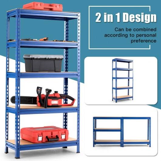 Blue 5-Tier Steel Heavy Duty Storage Shelving Unit K3199
