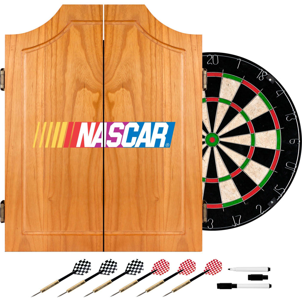 Beveled Wood Dart Cabinet Set X90907