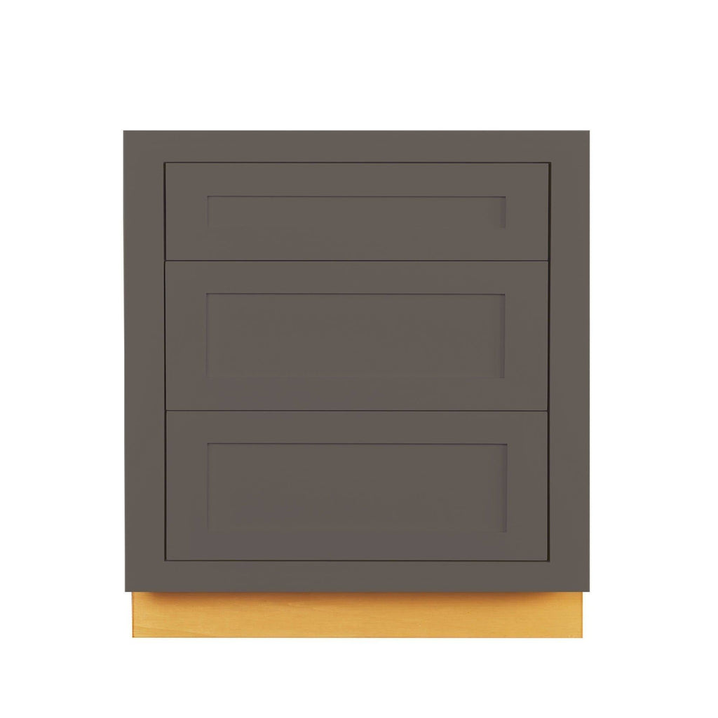 21 inch Wide Drawer Base Kitchen Cabinet Three Drawers Dark Gray Inset Shaker Y567