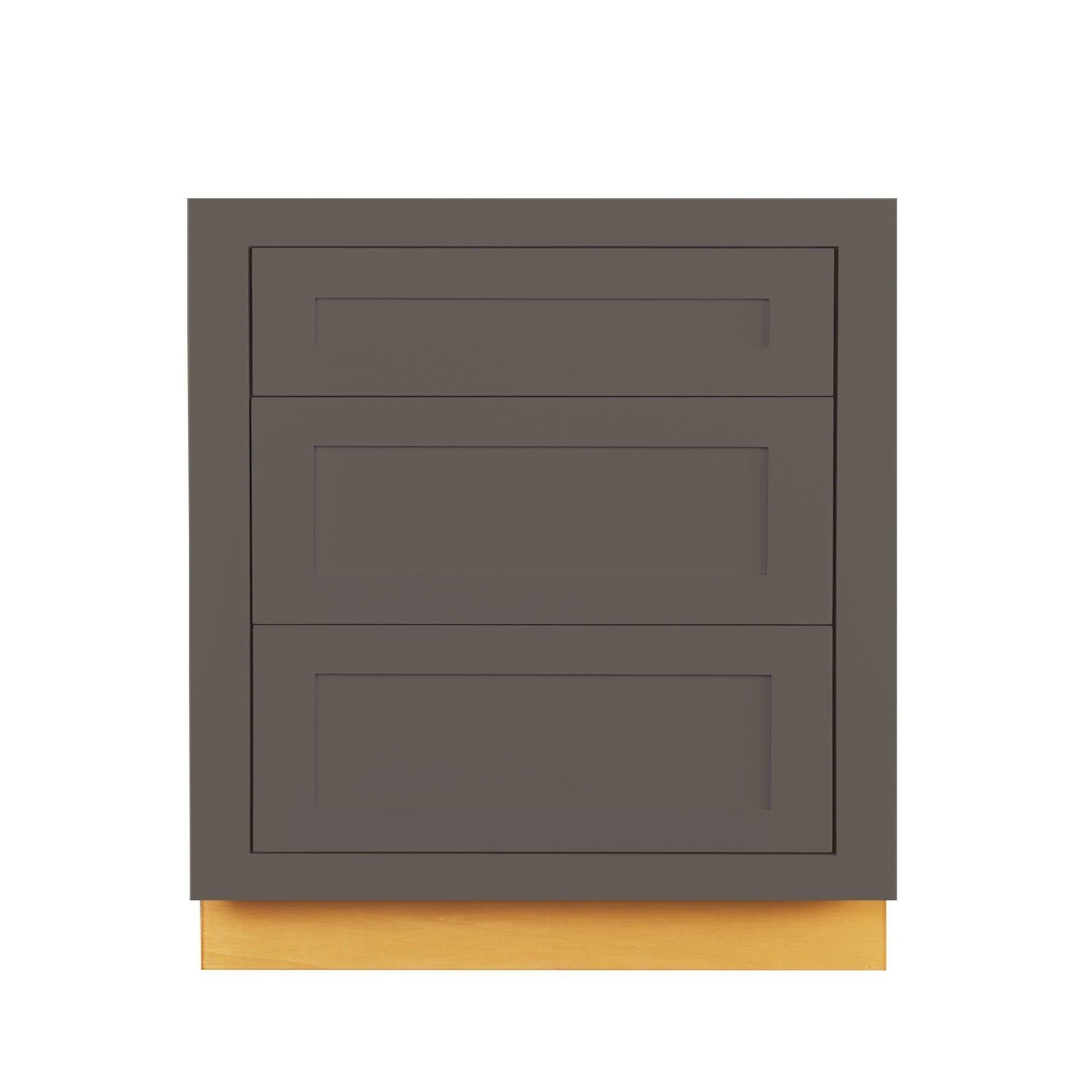 21 inch Wide Drawer Base Kitchen Cabinet Three Drawers Dark Gray Inset Shaker Y567