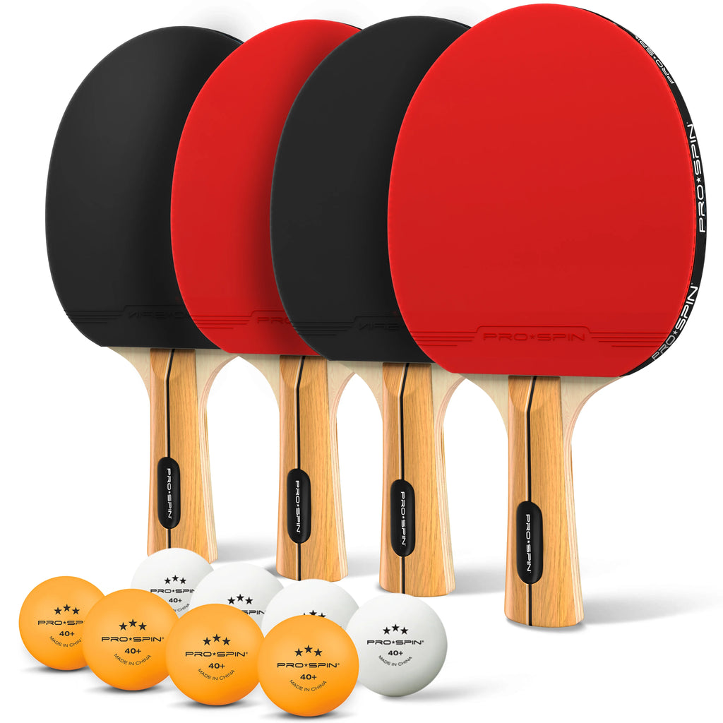 4-Player Table Tennis Racket Set with 3-Star Balls and Storage Case D157741