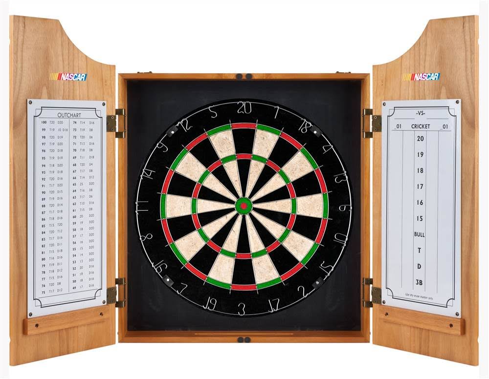 Beveled Wood Dart Cabinet Set X90907