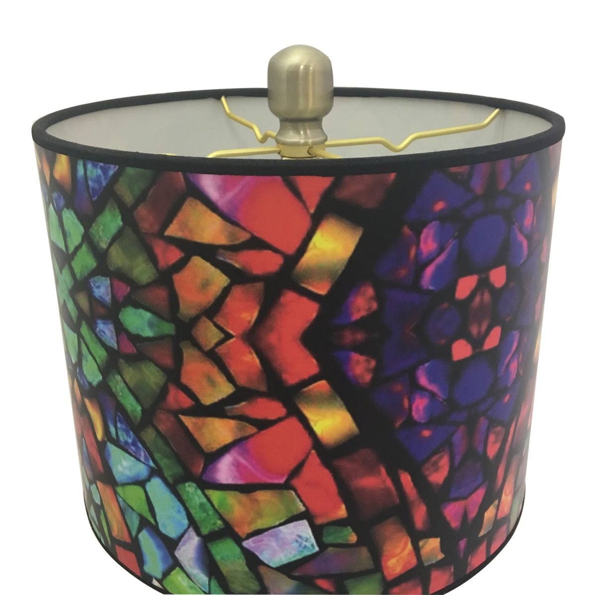 Buffet Lamp with Mosaic Stained Glass Shade, Set of 2 D7187