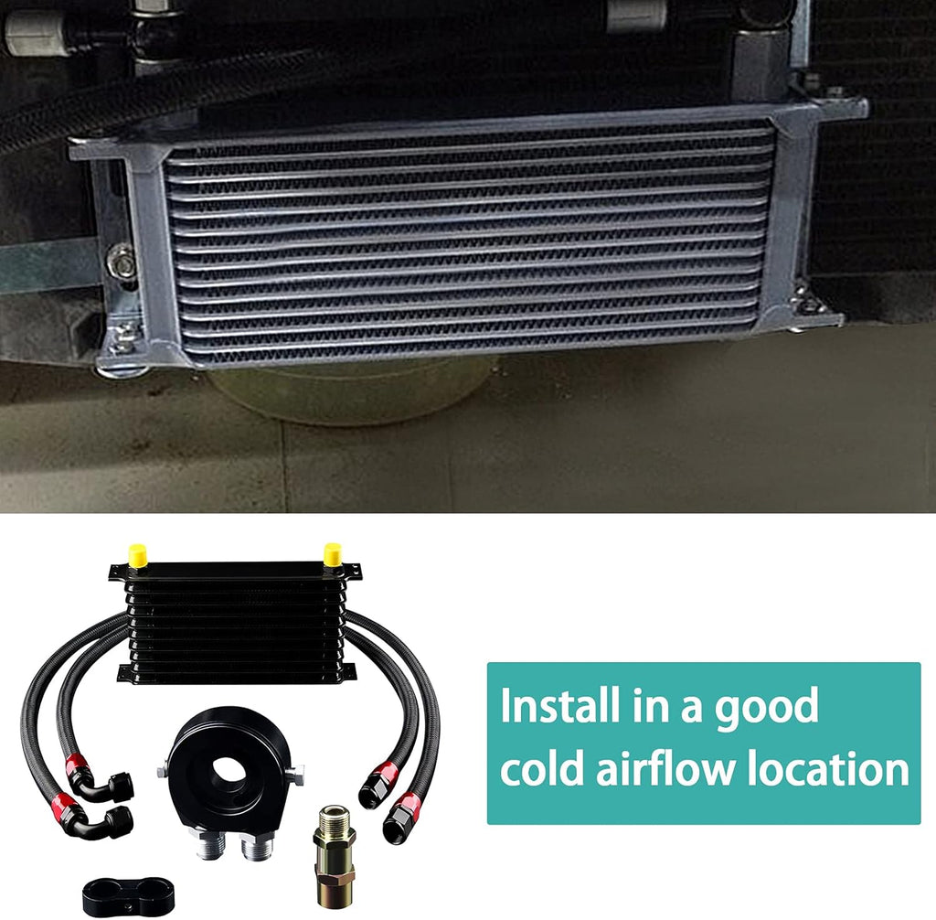 15 Row AN10 Oil Cooler Kit Universal Aluminium Alloy Black D7066