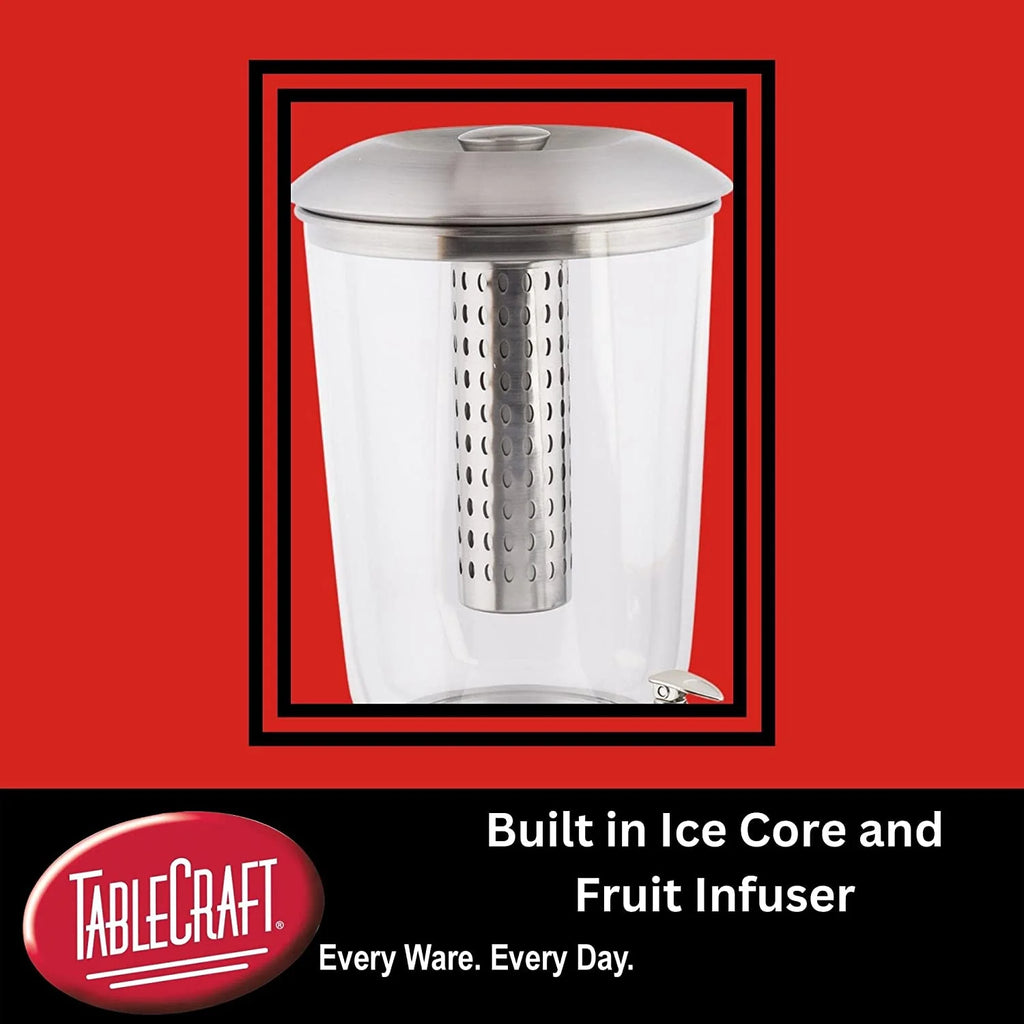 Gallon Drink Dispenser With Fruit Infuser & Stand, Tritan Stainless Steel K408