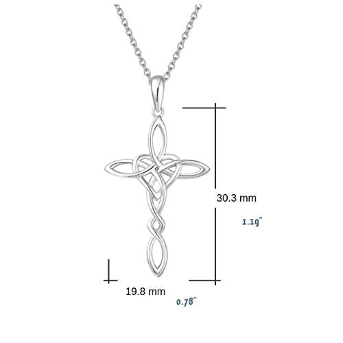 14K Gold Plated Sterling Silver Celtic Knot Cross Pendant Necklace A72047