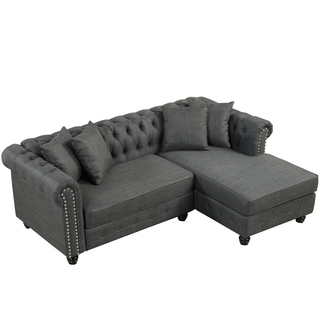 Grey Linen Chesterfield Sofa L69669